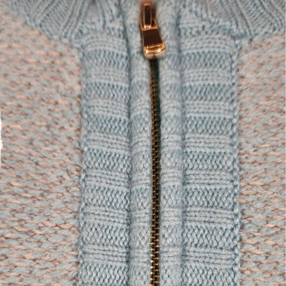 Ann Taylor Cardigan Sweater Merino Wool Modal Blue Gray Turquoise Chanel L - Picture 4 of 12